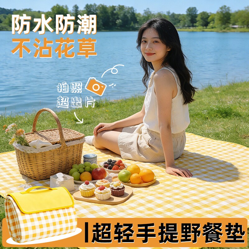 野餐垫防潮垫加厚沙滩垫户外露营垫便携折叠野炊草坪垫子地垫户外