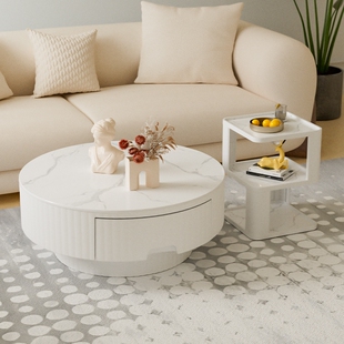 简约岩板茶几可移动大小园桌组合小户型轻奢高级感客厅家用小桌子