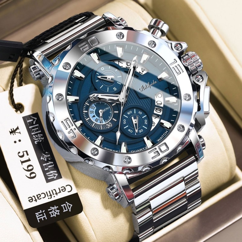 钢铁之心男士手表石英真六针潮流新款多功能时尚夜光防水时尚腕表,手表,国产腕表,淘宝优惠券,粉丝福利购,淘宝优惠卷