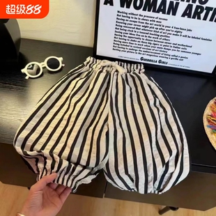 夏季儿童哈伦裤男童女童外穿灯笼裤韩版宽松休闲防蚊裤A22条纹