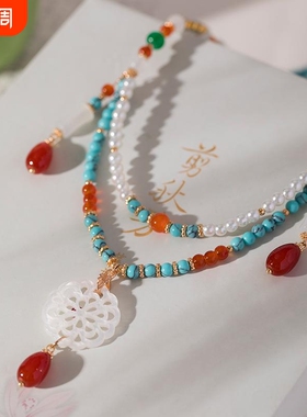 汉服璎珞项链双层锁骨链古风软璎珞中国风古装复古配饰项饰异域风