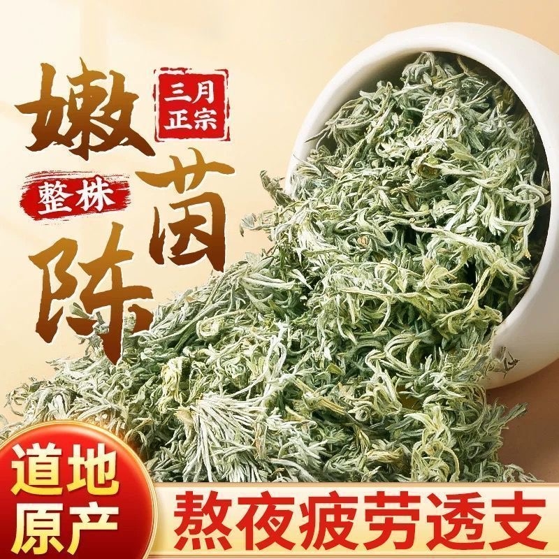 茵陈中药材茶正品官方旗舰店野生新鲜绵茵陈白蒿棉因菌陈退黄泡水