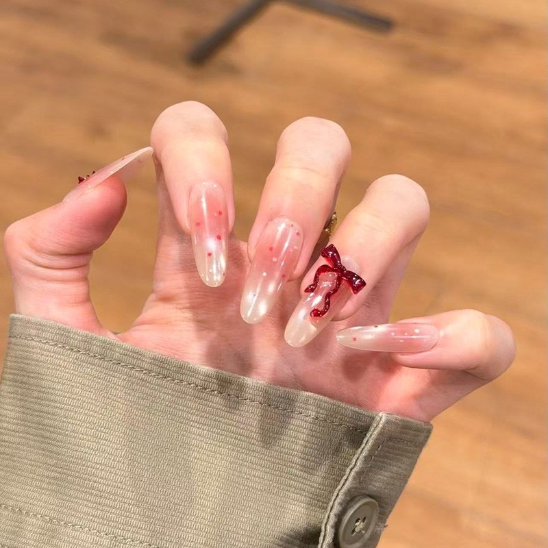 卡佩尔手工穿戴甲粉色蝴蝶结波点短方甲片XS小个子高级感成品,彩妆/香水/美妆工具,穿戴甲/甲片,淘宝优惠券,粉丝福利购,淘宝优惠卷