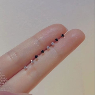 925银耳饰养耳洞睡觉免摘精致小巧耳骨钉银针耳钉女耳环迷你简约