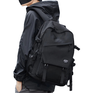背包男士双肩包书包初中生休闲百搭大容量大学生旅行女男黑色防水