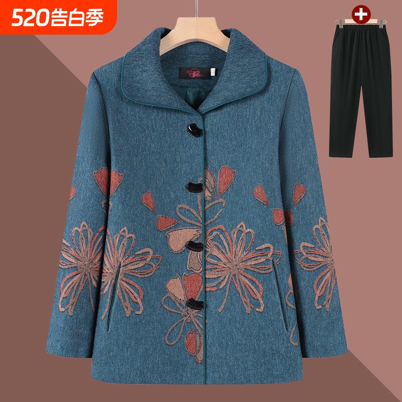 奶奶春秋外套中老年人女新款妈妈秋冬款上衣老人太太西服衣服加厚