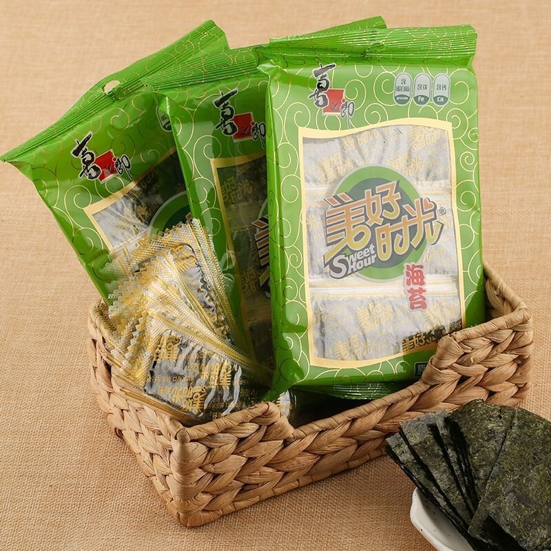 喜之郎美好时光原味海苔片48包共36g即食紫菜儿童零食休闲食品