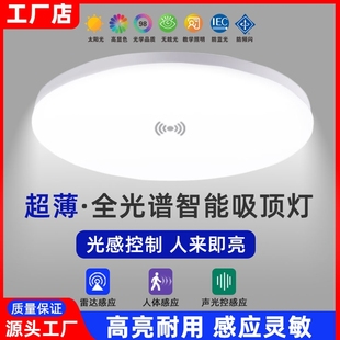 LED感应吸顶灯人来即亮楼道走廊声控雷达人体夜间自动感应吸顶灯