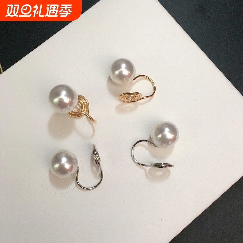 韩国法式复古蚊香盘无耳洞珍珠耳夹女轻奢小众设计高级感时尚百搭