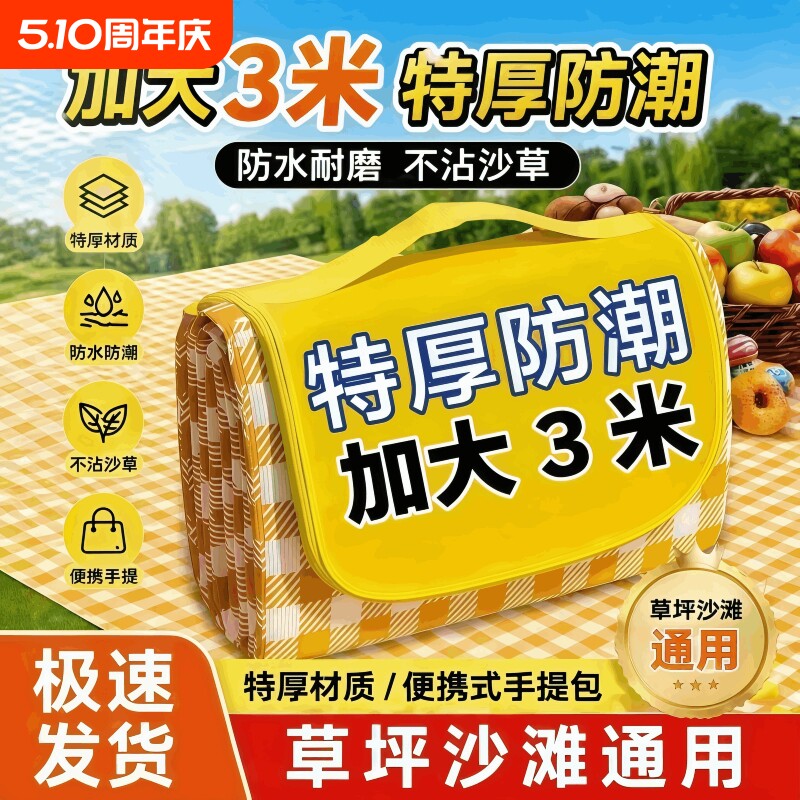野餐垫防潮加厚户外春游地垫露营防水ins便携垫子草坪野炊坐垫