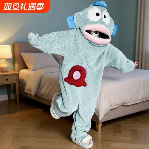 儿童男女孩可爱丑鱼搞怪连体睡衣