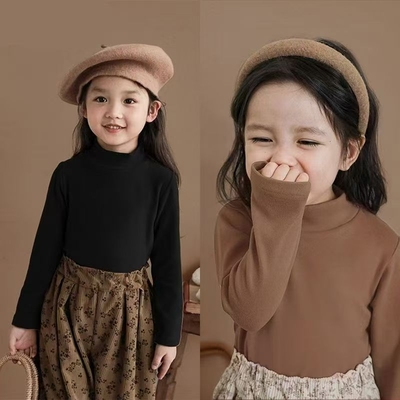 打底衫女童秋冬装儿童德绒长袖上衣春秋款内搭半高领新款童装保暖