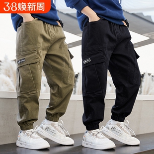 男童裤子春秋款2025新款痞帅风早秋儿童工装裤初中生男孩加绒长裤