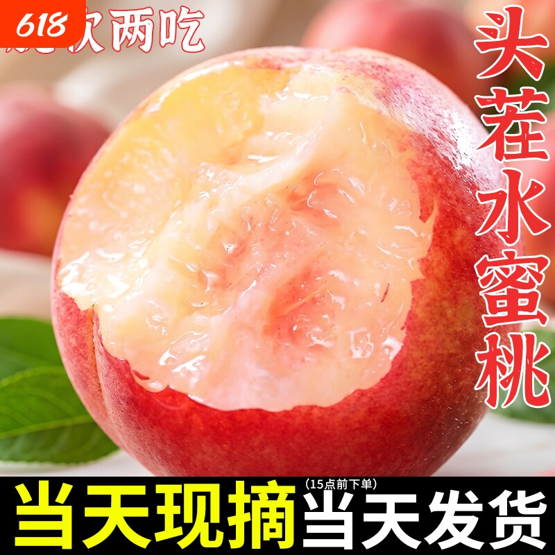 新鲜露天水蜜桃当季现摘毛桃子新鲜水果脆甜春雪蜜桃大果孕妇整箱