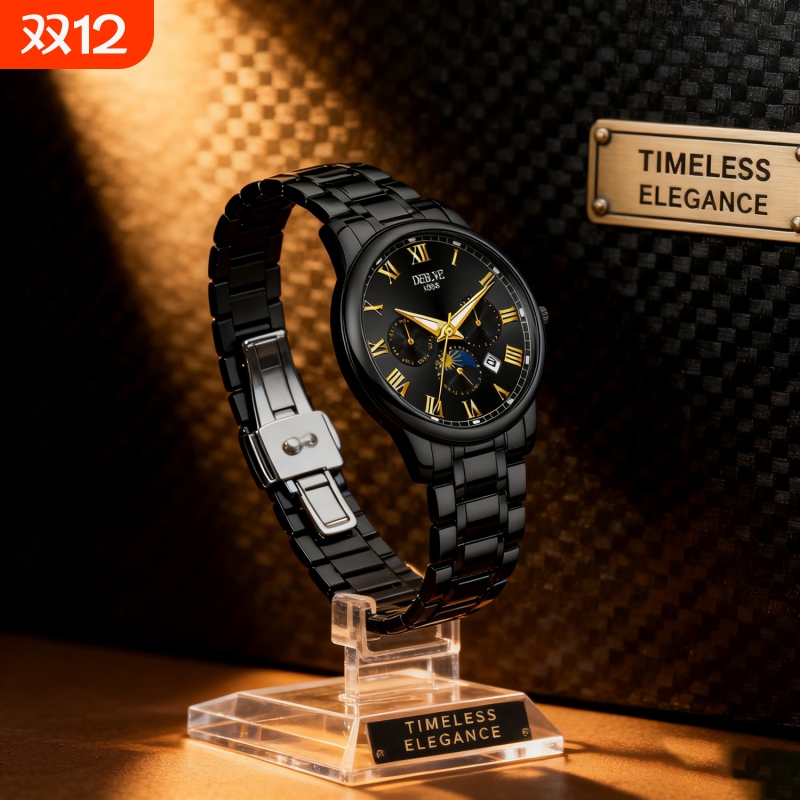 手表男款防水高级感全自动男表数字双日历防水腕表男机械风全自动
