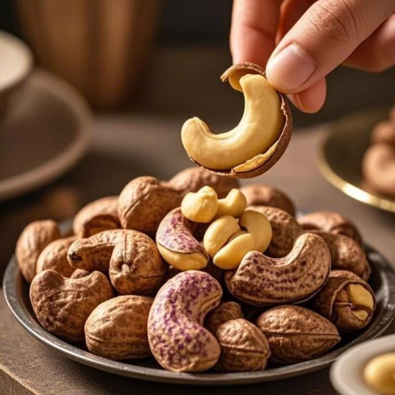 新货带皮腰果500g大颗粒盐焗紫衣大腰果仁坚果干果孕妇零食袋装