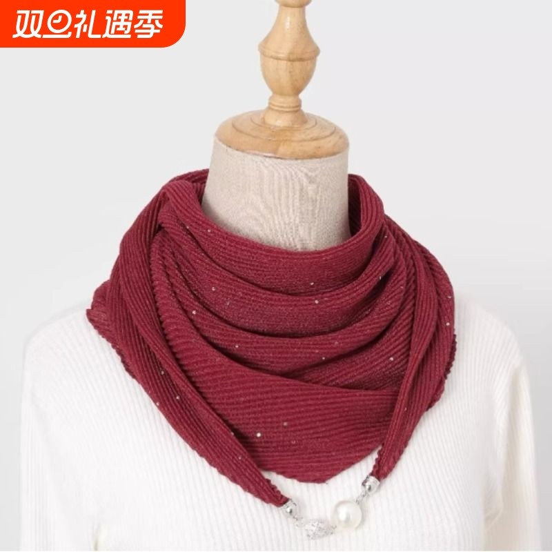 2025秋季新款纯色围巾时尚百搭气质护颈保暖丝巾洋气围脖白色红色