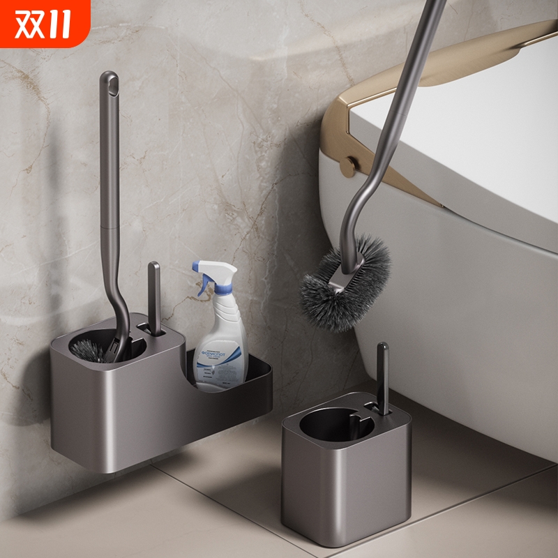 枪灰色马桶刷免打孔厕所刷子家用长手柄清洁套装卫生间洗马桶神器