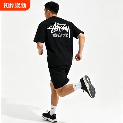 瑞斯图西T恤城市系列背面logo圆领印花短袖T恤男女同款