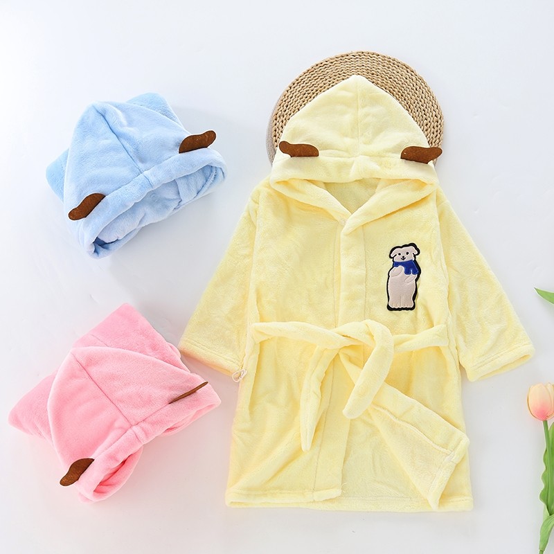 儿童浴袍浴巾可穿式女童男童专用洗澡睡袍斗篷四季可穿加厚珊瑚绒