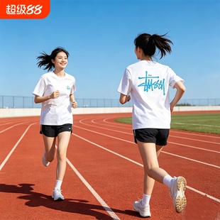 运动潮牌斯图西STU短袖t恤重磅圆筒布纯棉260g巡游街头跑步休闲风