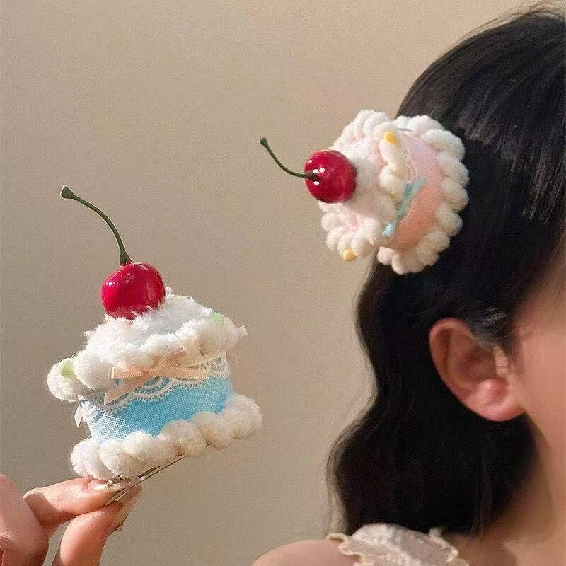 甜甜纸杯蛋糕可爱樱桃发夹生日帽成人公主风头饰Lolita生日头饰