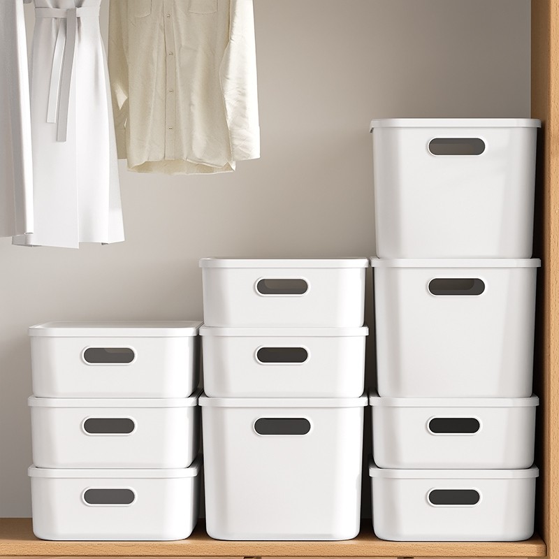 桌面收纳盒家用化妆品杂物零食长方形储物筐杂物整理箱塑料置物盒