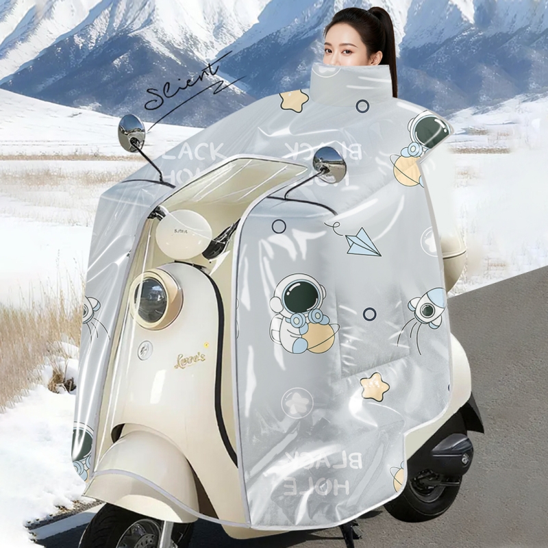 冬季覆膜防水电动车挡风被防晒斗篷厚款摩托车防风防水新款通用