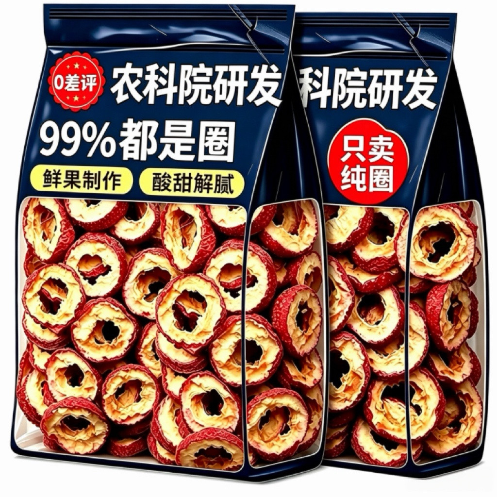 山楂圈山楂干片500克新鲜天然无核片泡茶片零食1斤果干功效食材