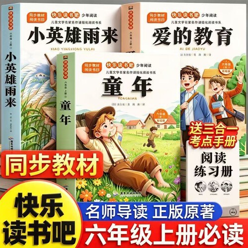 全套3册童年六年级上册必读的课外书高尔基正版原著快乐读书吧六上阅读书目爱的教育亚米契斯小英雄雨来管烨6上人教版书籍经典故事