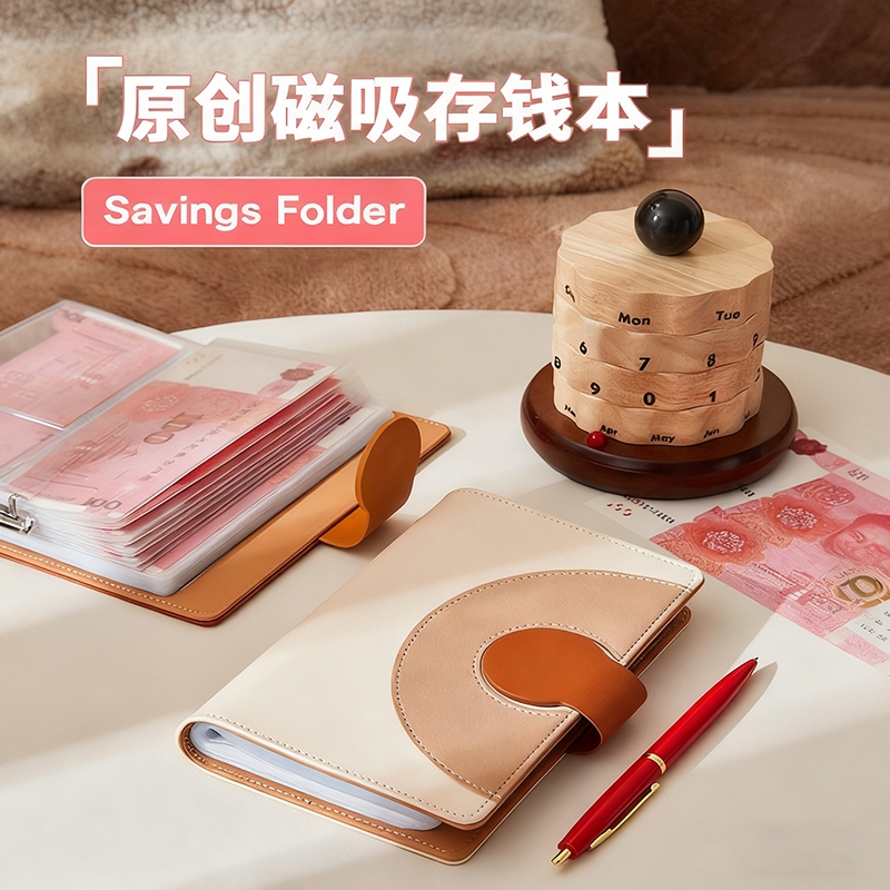 存单收纳本票据收纳册理财存折定期银行存单夹皮质磁扣