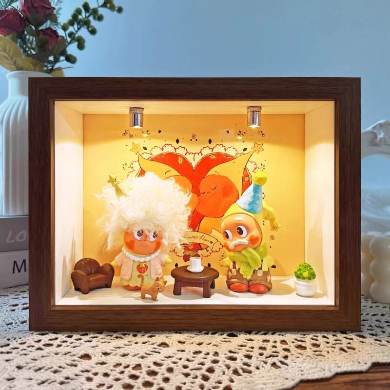 适用泡泡玛特星星人怦然心动盲盒收纳盒手办diy场景展示相框礼物