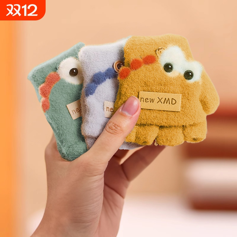 婴儿手套秋冬季保暖厚半指男女宝宝露指翻盖1幼儿3岁小孩可爱儿童