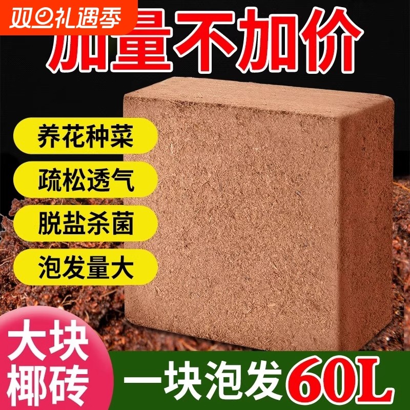 粗椰壳砖专用土营养土大块椰砖石斛兰椰糠土椰子土壤种菜养花脱盐
