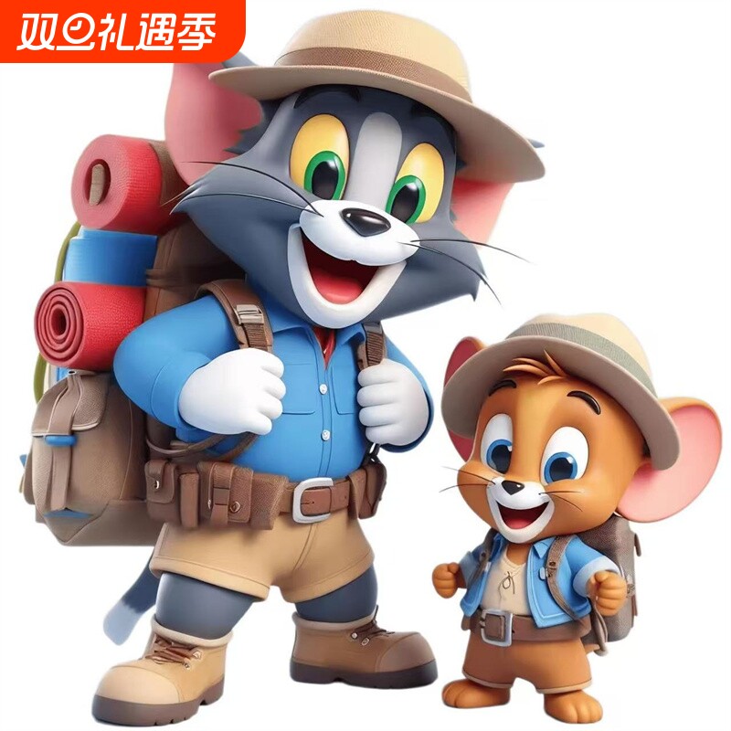 猫和老鼠可爱治愈探险卡通贴纸防水汽车电车身装饰划痕遮挡遮盖贴