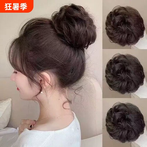 真发丸子头假发发圈卷发圈