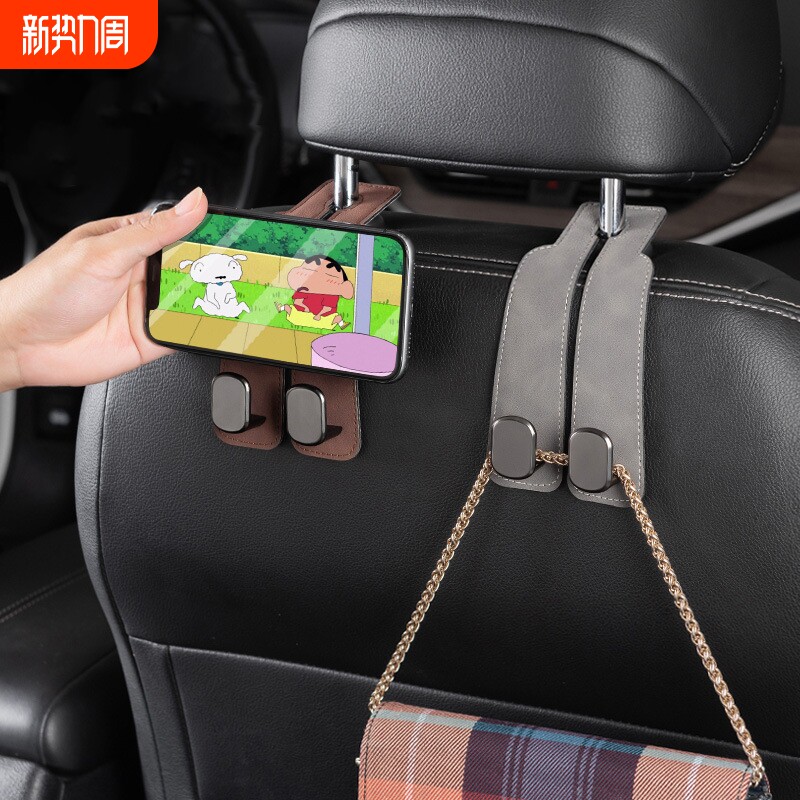 汽车座椅背挂钩车内后座多功能翻毛皮头枕车挂车内饰用品