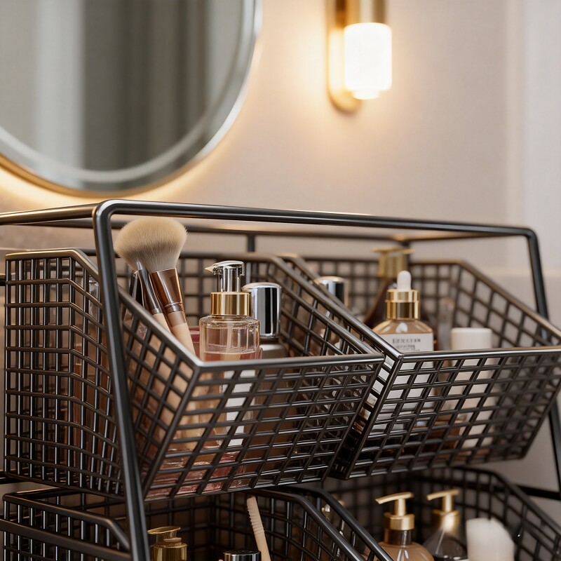桌面置物架化妆品收纳架大容量多层梳妆台上护肤品储物筐整理神器