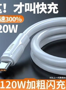 睿洛120W超级快充Type-c数据线6A/5A适用vivo小米华为p30p40安卓充电线充电器线闪充TPC口加粗