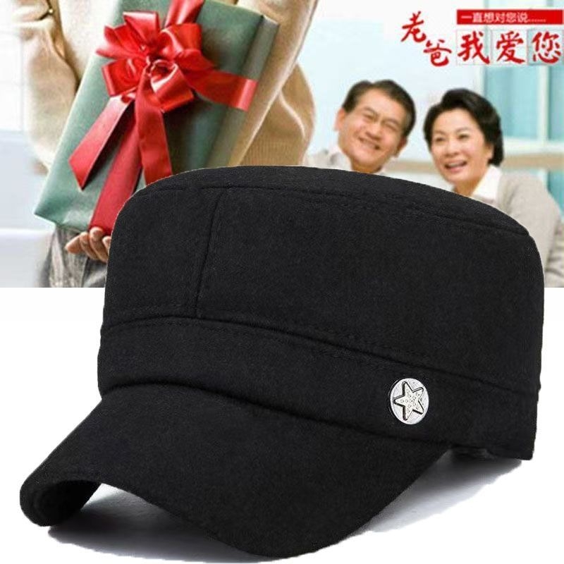 中老年人帽子男士冬季老人爷爷爸爸棒球帽加厚鸭舌帽男黑色灰色