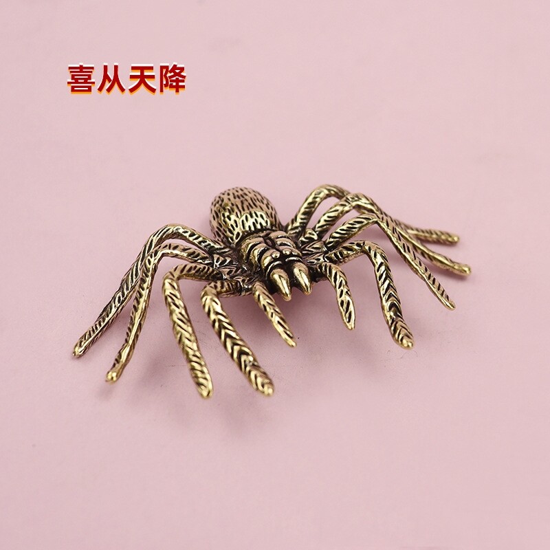 蜘蛛摆件仿古做旧黄铜宠手把件文创市集工艺品景区卖跨境批发