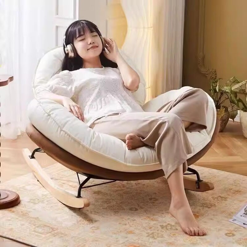 北欧风懒人沙发单人摇椅阳台客厅卧室休闲可躺可睡豪华蛋壳企鹅椅