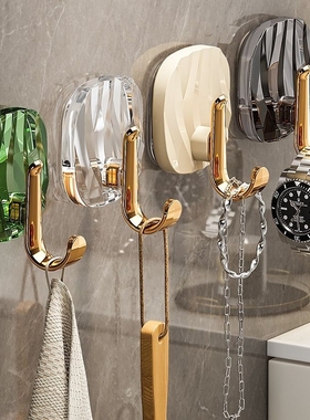 轻奢卫生间毛巾挂钩免打孔无痕强力承重黏胶墙壁门后厨房粘钩