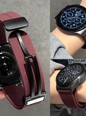gt5手表磁吸硅胶表带适用华为gt43智能watch4prowatchgt2男女男表高级感专用新款41mm男士gspro荣耀gs3i高级