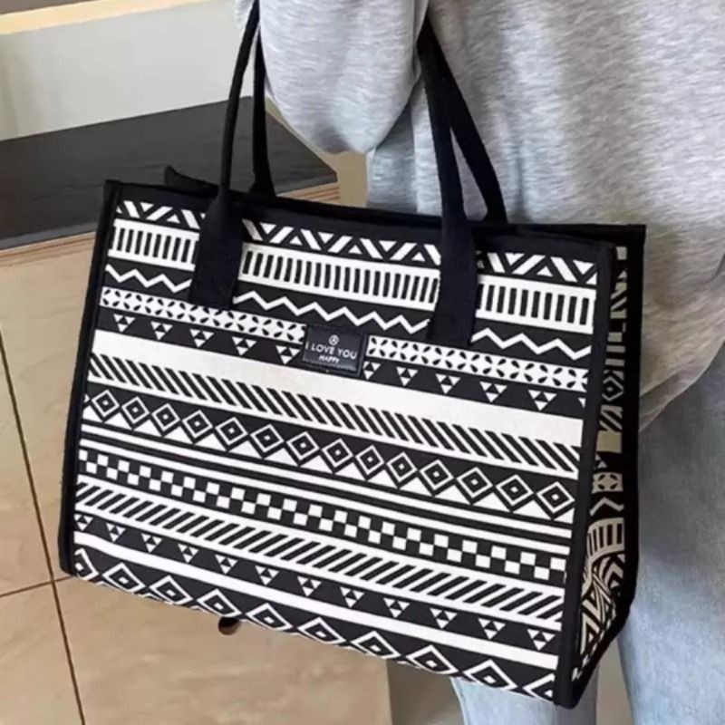 托特大容量2025新款单肩包包女通勤帆布手提购物袋外出旅行通勤包