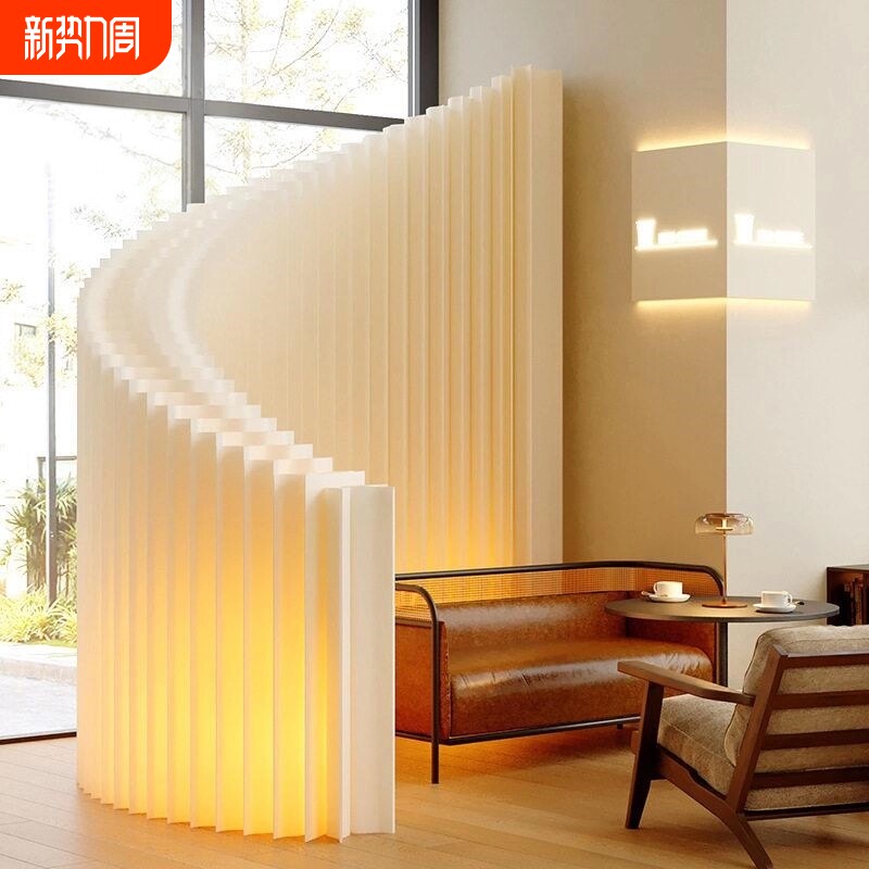 竖琴纸墙半透斜层装饰屏风艺术背景墙展会场景布置发光隔断