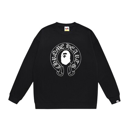 潮牌APE圆领卫衣重磅高版本秋冬季加绒SHARK BAPE鲨鱼迷彩亲子装