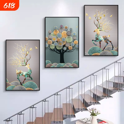 楼梯装饰画客厅壁画沙发背景墙贴画三联墙画装饰品物卧室餐厅挂画