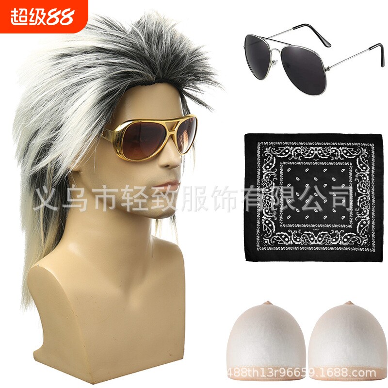 万圣节假发80年代迪斯科 女假发朋克COS儿童假发摇滚派对男士假