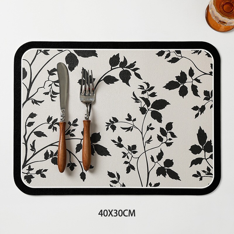 现代中古风餐桌垫PU皮革家用防水防油免洗耐高温高级感复古西餐垫